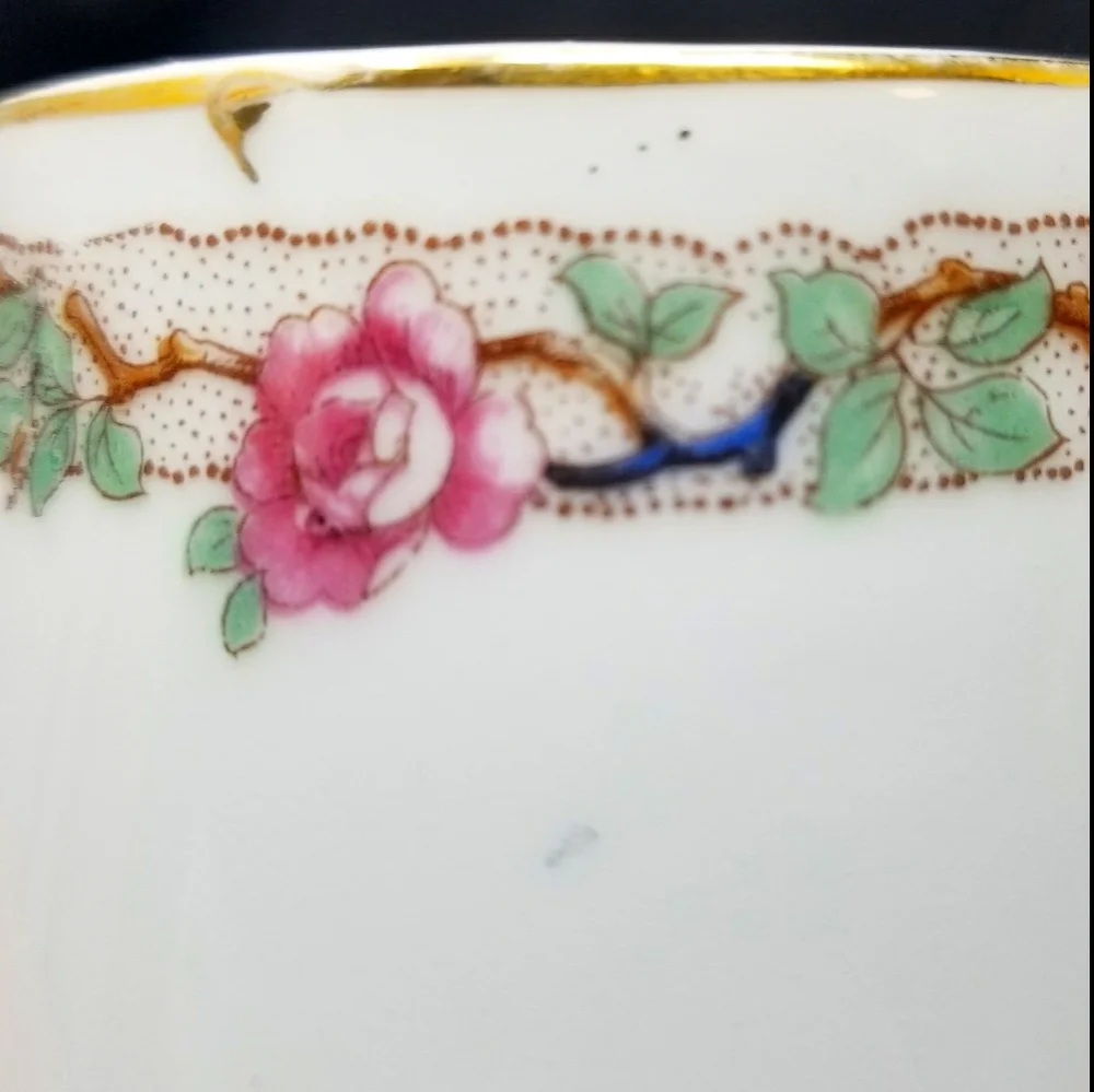 VINTAGE VICTORIA AUSTRIA PORCELAIN TEAPOT HAND PAINTED GOLD TRIM